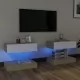 ТВ шкафове с LED осветление, 2 бр, бяло и дъб сонома, 60x35 см