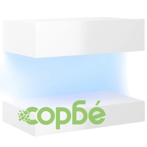 ТВ шкаф с LED осветление, бял гланц, 60x35 см ➤ топ цена ➤ sorbe.bg