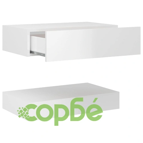 ТВ шкаф с LED осветление, бял гланц, 60x35 см ➤ топ цена ➤ sorbe.bg