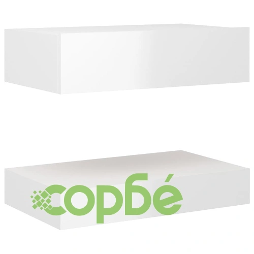 ТВ шкаф с LED осветление, бял гланц, 60x35 см ➤ топ цена ➤ sorbe.bg