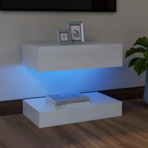 ТВ шкаф с LED осветление, бял гланц, 60x35 см