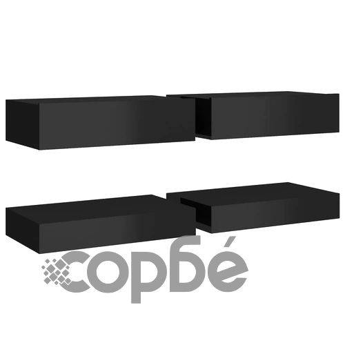 ТВ шкафове с LED осветление, 2 бр, черен гланц, 60x35 см ➤ топ цена ➤ sorbe.bg