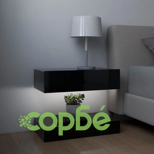 ТВ шкафове с LED осветление, 2 бр, черен гланц, 60x35 см ➤ топ цена ➤ sorbe.bg