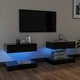 ТВ шкафове с LED осветление, 2 бр, черен гланц, 60x35 см