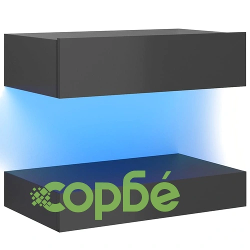 ТВ шкаф с LED осветление, сив гланц, 60x35 см ➤ топ цена ➤ sorbe.bg