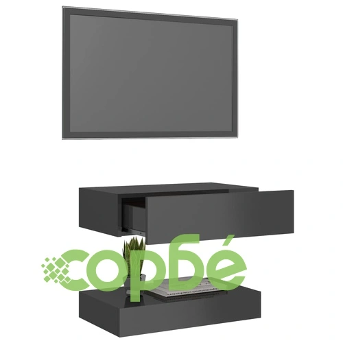 ТВ шкаф с LED осветление, сив гланц, 60x35 см ➤ топ цена ➤ sorbe.bg