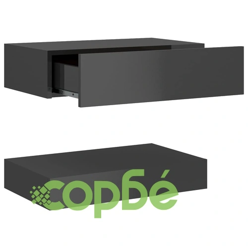 ТВ шкаф с LED осветление, сив гланц, 60x35 см ➤ топ цена ➤ sorbe.bg