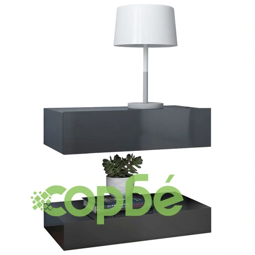 ТВ шкаф с LED осветление, сив гланц, 60x35 см ➤ топ цена ➤ sorbe.bg