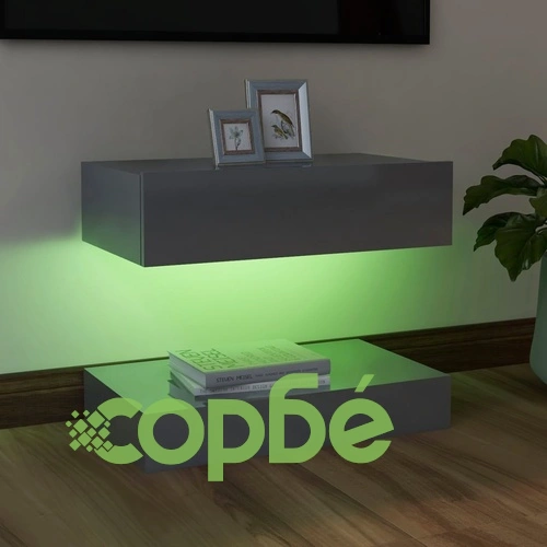ТВ шкаф с LED осветление, сив гланц, 60x35 см ➤ топ цена ➤ sorbe.bg