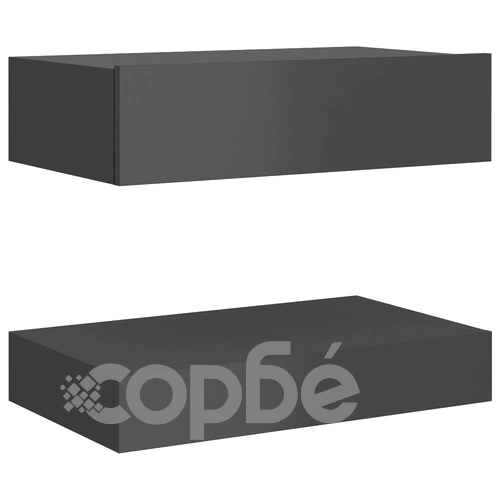 ТВ шкаф с LED осветление, сив гланц, 60x35 см ➤ топ цена ➤ sorbe.bg