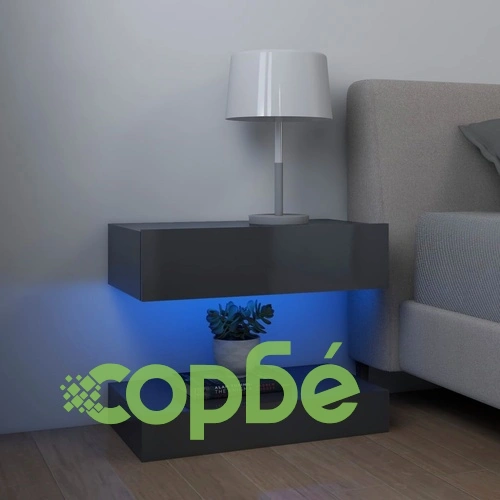 ТВ шкафове с LED осветление, 2 бр, сив гланц, 60x35 см ➤ топ цена ➤ sorbe.bg