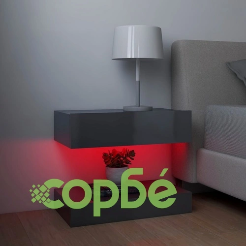 ТВ шкафове с LED осветление, 2 бр, сив гланц, 60x35 см ➤ топ цена ➤ sorbe.bg