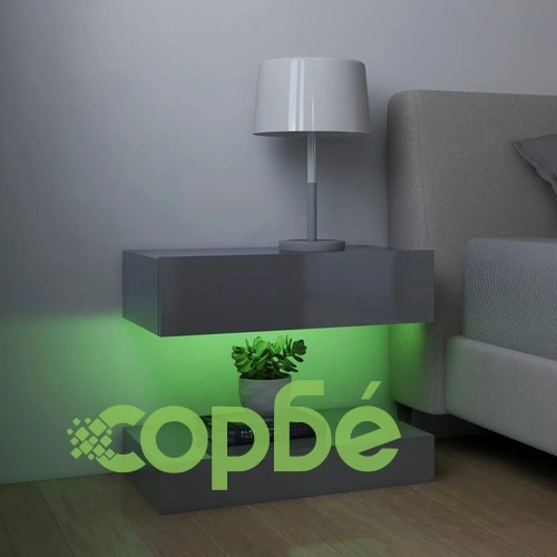 ТВ шкафове с LED осветление, 2 бр, сив гланц, 60x35 см ➤ топ цена ➤ sorbe.bg