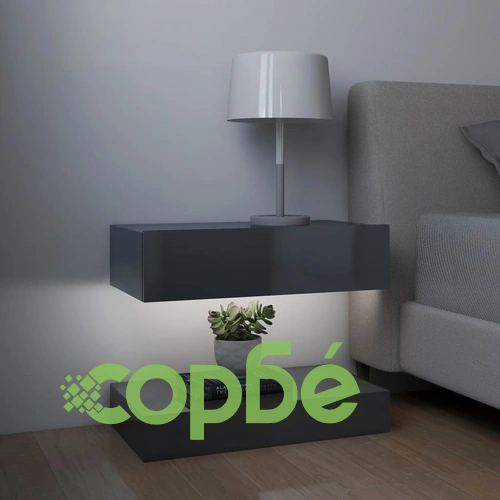 ТВ шкафове с LED осветление, 2 бр, сив гланц, 60x35 см ➤ топ цена ➤ sorbe.bg