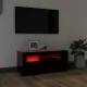 ТВ шкаф с LED осветление, черен, 90x35x40 см