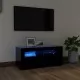 ТВ шкаф с LED осветление, черен, 90x35x40 см