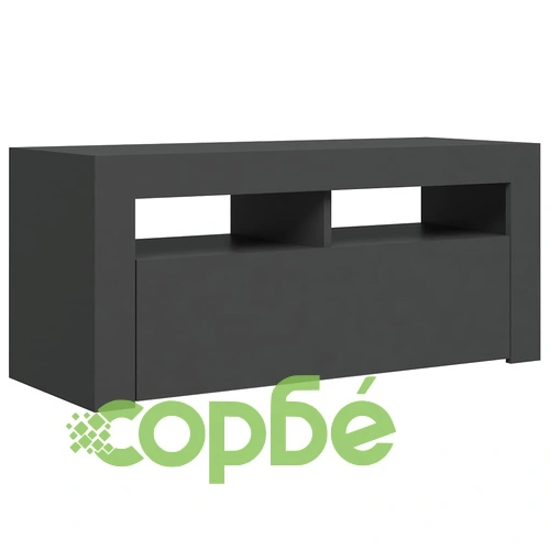 ТВ шкаф с LED осветление, сив, 90x35x40 см ➤ топ цена ➤ sorbe.bg
