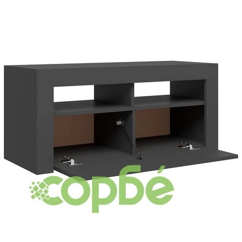 ТВ шкаф с LED осветление, сив, 90x35x40 см ➤ топ цена ➤ sorbe.bg