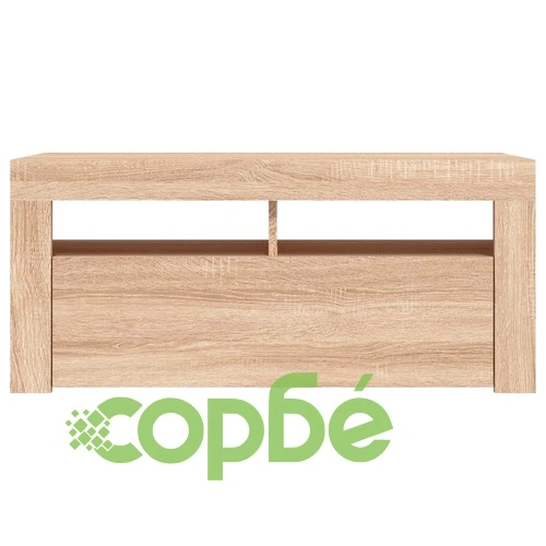ТВ шкаф с LED осветление, сонома дъб, 90x35x40 см ➤ топ цена ➤ sorbe.bg
