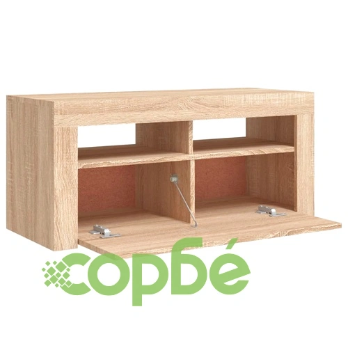 ТВ шкаф с LED осветление, сонома дъб, 90x35x40 см ➤ топ цена ➤ sorbe.bg