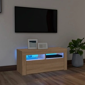 ТВ шкаф с LED осветление, сонома дъб, 90x35x40 см