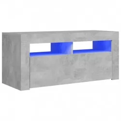 ТВ шкаф с LED осветление, бетонно сив, 90x35x40 см