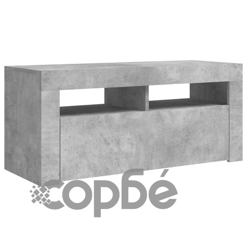ТВ шкаф с LED осветление, бетонно сив, 90x35x40 см ➤ топ цена ➤ sorbe.bg