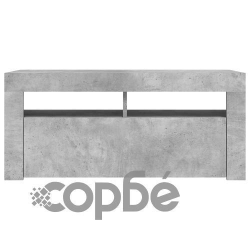 ТВ шкаф с LED осветление, бетонно сив, 90x35x40 см ➤ топ цена ➤ sorbe.bg
