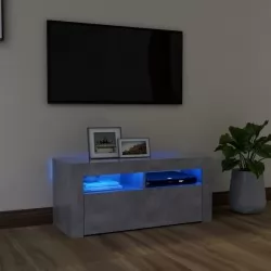 ТВ шкаф с LED осветление, бетонно сив, 90x35x40 см