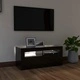 ТВ шкаф с LED осветление, черен гланц, 90x35x40 см
