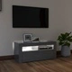 ТВ шкаф с LED осветление, сив гланц, 90x35x40 см
