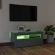 ТВ шкаф с LED осветление, сив гланц, 90x35x40 см