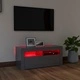 ТВ шкаф с LED осветление, сив гланц, 90x35x40 см