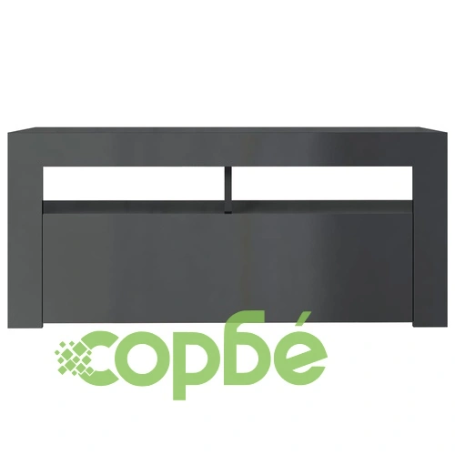 ТВ шкаф с LED осветление, сив гланц, 90x35x40 см ➤ топ цена ➤ sorbe.bg