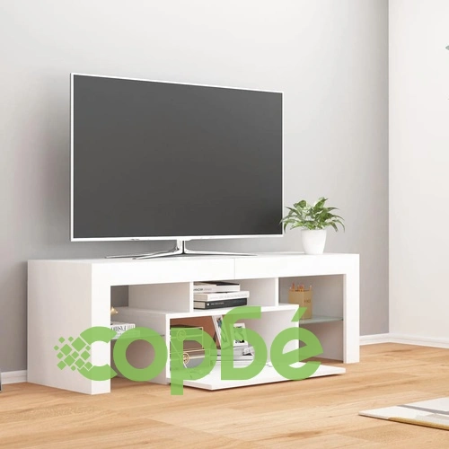 ТВ шкаф с LED осветление, бял, 120x35x40 см ➤ топ цена ➤ sorbe.bg