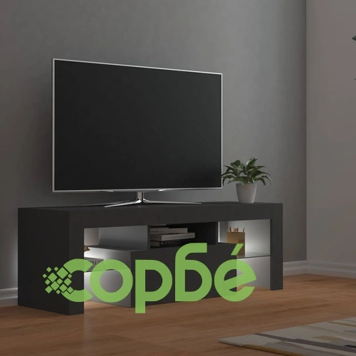 ТВ шкаф с LED осветление, сив, 120x35x40 см ➤ топ цена ➤ sorbe.bg
