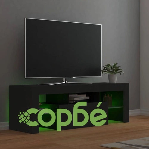 ТВ шкаф с LED осветление, сив, 120x35x40 см ➤ топ цена ➤ sorbe.bg