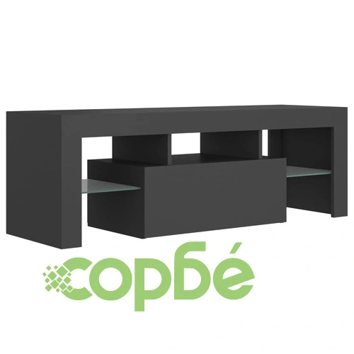 ТВ шкаф с LED осветление, сив, 120x35x40 см ➤ топ цена ➤ sorbe.bg