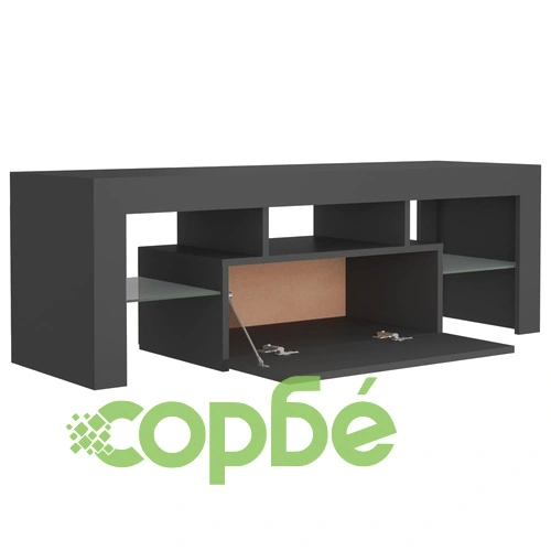 ТВ шкаф с LED осветление, сив, 120x35x40 см ➤ топ цена ➤ sorbe.bg