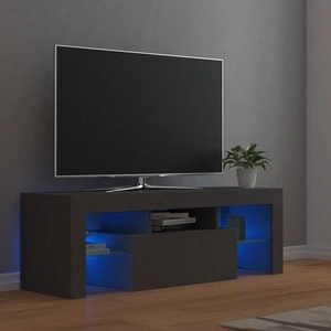 ТВ шкаф с LED осветление, сив, 120x35x40 см