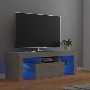 ТВ шкаф с LED осветление, бетонно сив, 120x35x40 см