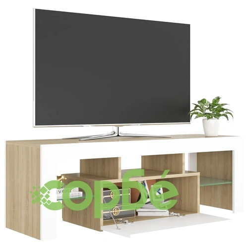 ТВ шкаф с LED осветление, бяло и дъб сонома, 120x35x40 см на топ цена от sorbe.bg ТВ шкаф с LED осветление, бяло и дъб сонома, 120x35x40 см ➤ топ цена ➤ sorbe.bg