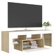 ТВ шкаф с LED осветление, бяло и дъб сонома, 120x35x40 см ТВ шкаф с LED осветление, бяло и дъб сонома, 120x35x40 см