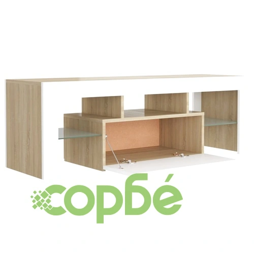 ТВ шкаф с LED осветление, бяло и дъб сонома, 120x35x40 см на топ цена от sorbe.bg ТВ шкаф с LED осветление, бяло и дъб сонома, 120x35x40 см ➤ топ цена ➤ sorbe.bg