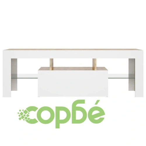 ТВ шкаф с LED осветление, бяло и дъб сонома, 120x35x40 см на топ цена от sorbe.bg ТВ шкаф с LED осветление, бяло и дъб сонома, 120x35x40 см ➤ топ цена ➤ sorbe.bg