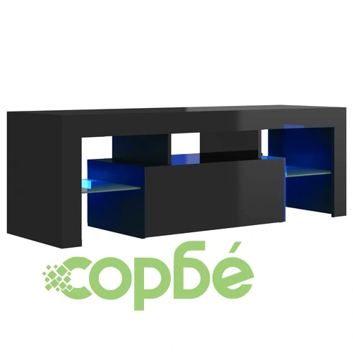 ТВ шкаф с LED осветление, черен гланц, 120x35x40 см на топ цена от sorbe.bg ТВ шкаф с LED осветление, черен гланц, 120x35x40 см ➤ топ цена ➤ sorbe.bg