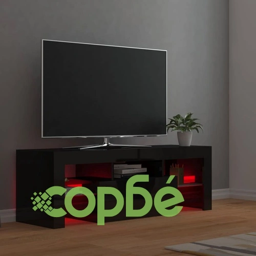 ТВ шкаф с LED осветление, черен гланц, 120x35x40 см на топ цена от sorbe.bg ТВ шкаф с LED осветление, черен гланц, 120x35x40 см ➤ топ цена ➤ sorbe.bg