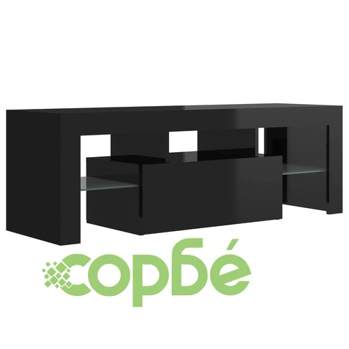ТВ шкаф с LED осветление, черен гланц, 120x35x40 см на топ цена от sorbe.bg ТВ шкаф с LED осветление, черен гланц, 120x35x40 см ➤ топ цена ➤ sorbe.bg
