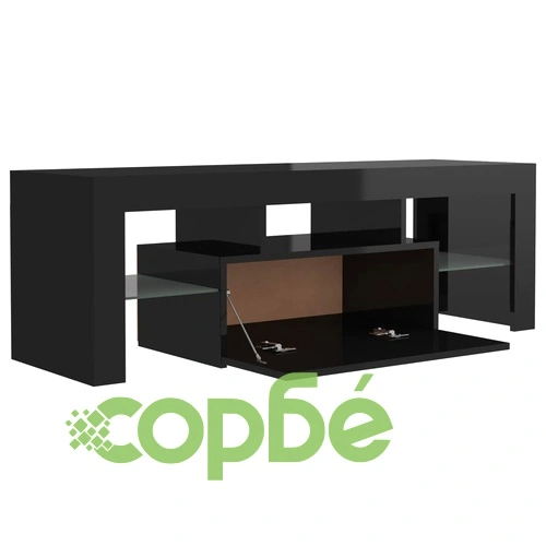 ТВ шкаф с LED осветление, черен гланц, 120x35x40 см на топ цена от sorbe.bg ТВ шкаф с LED осветление, черен гланц, 120x35x40 см ➤ топ цена ➤ sorbe.bg