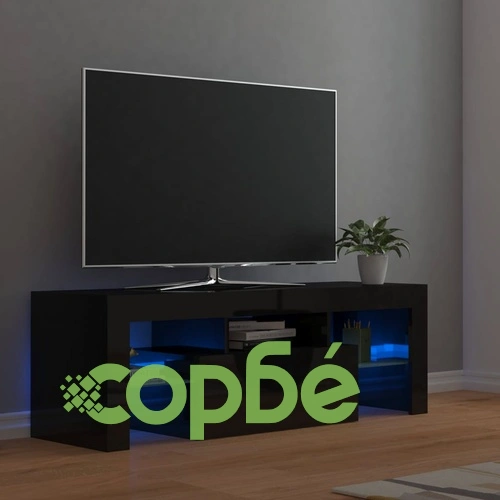 ТВ шкаф с LED осветление, черен гланц, 120x35x40 см на топ цена от sorbe.bg ТВ шкаф с LED осветление, черен гланц, 120x35x40 см ➤ топ цена ➤ sorbe.bg